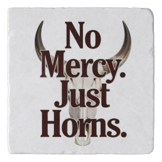 No Mercy Just Horns Longhorn Skull Brutal Bull Trivet