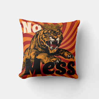 No mess tiger danger crown throw pillow