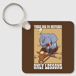 No Mistakes Only Lessons Elephant Cartoon Keychain