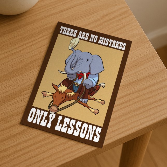 No Mistakes Only Lessons Elephant Cartoon Postcard (Creator Uploaded)