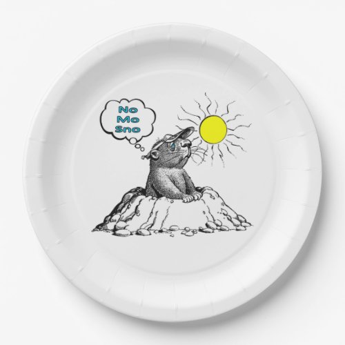 No Mo Sno Groundhog Day Party Paper Plate