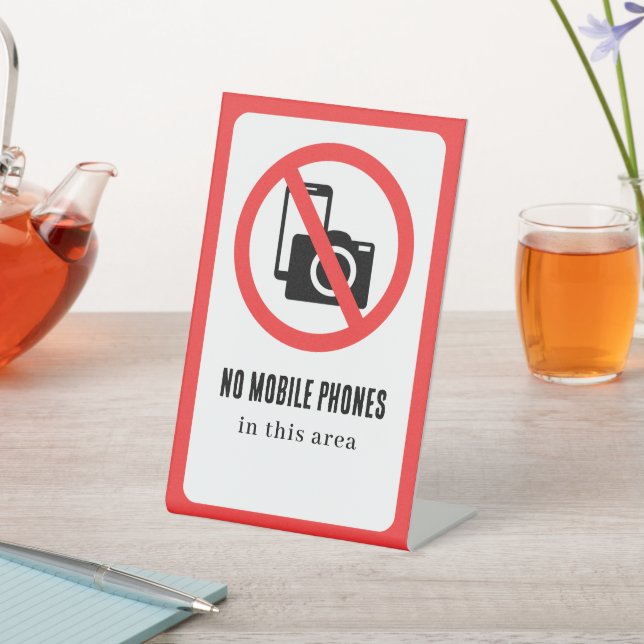 No Mobile Phones Pedestal Sign (In SItu)