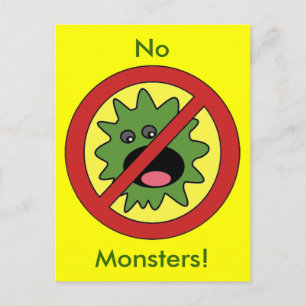 No Monsters Sign Postcard