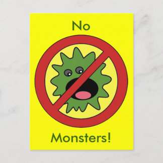 No Monsters Sign Postcard