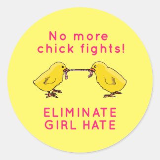 "No More Chick Fights!" Classic Round Sticker
