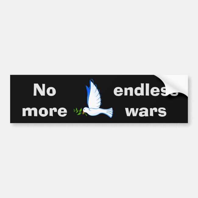 No More Endless Wars Peace Dove Bumper Sticker