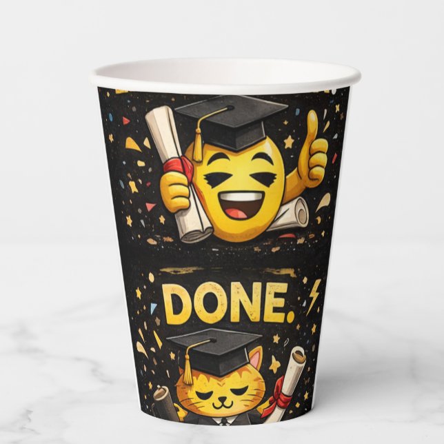 No More Exams Ever Funny Graduation Design Paper Cups (Front)