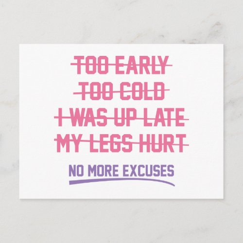 No More Excuses Postcard