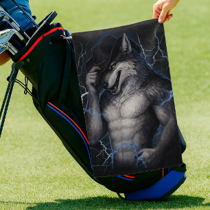 No More Mr Nice Guy Funny Alpha Wolf Meme Brainrot Golf Towel