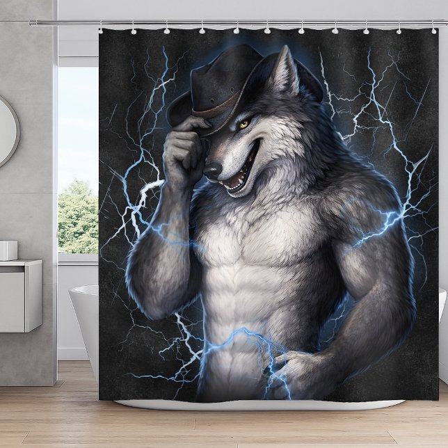No More Mr Nice Guy Funny Alpha Wolf Meme Brainrot Shower Curtain (Creator Uploaded)