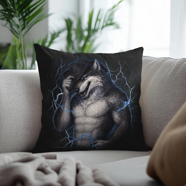 No More Mr Nice Guy Funny Alpha Wolf Meme Brainrot Throw Pillow (Creator Uploaded)