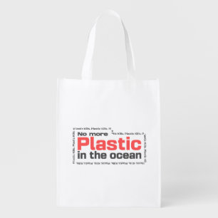 No more plastic in the ocean Ocean pollution Grocery Bag