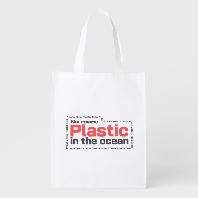 No more plastic in the ocean | Ocean pollution Grocery Bag (Front)