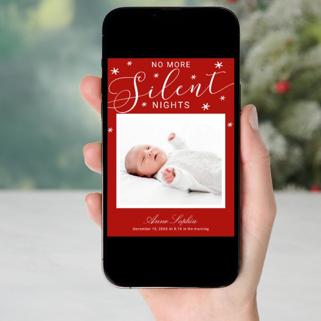 No More Silent Nights Christmas Birth Announcement (Front Digital)