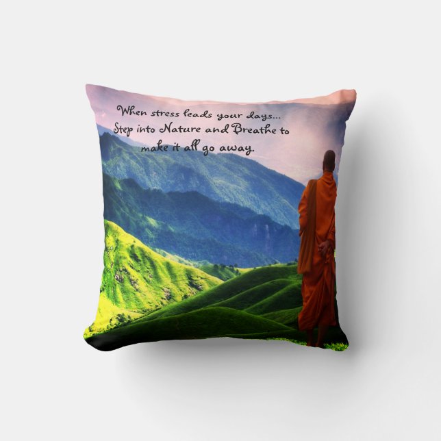 No more stress throw pillow (Front)