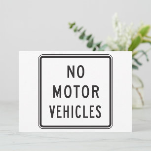No Motor Vehicles Road Sign Invitations
