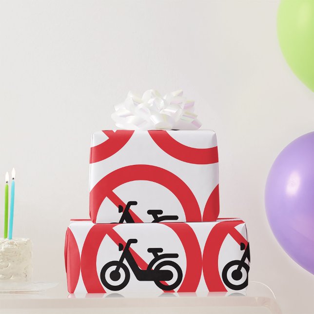 No Motorbikes Road Sign Wrapping Paper (Creator Uploaded)