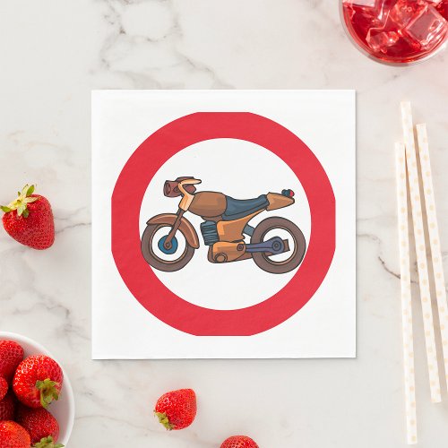 No Motorcycles Road Sign Napkins