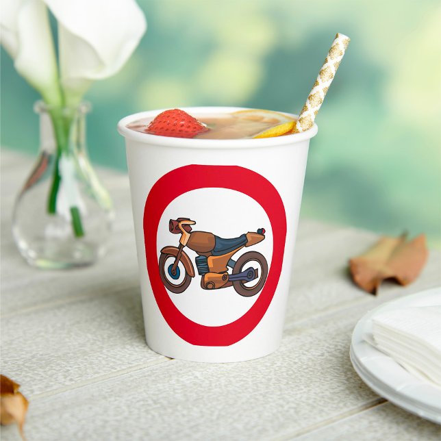 No Motorcycles Road Sign Paper Cups (Creator Uploaded)