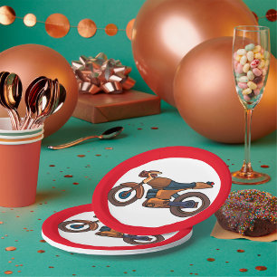 No Motorcycles Road Sign Paper Plates