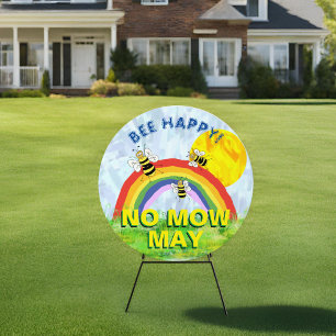 No mow May Gardening Save the Bees Sign