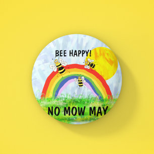 No mow May Save the bees garden lawn Button