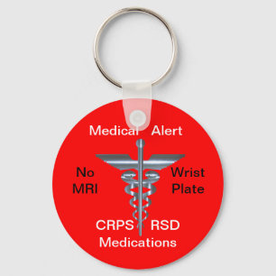 No MRI Medical Alert CRPS/RSD Medications Keychain