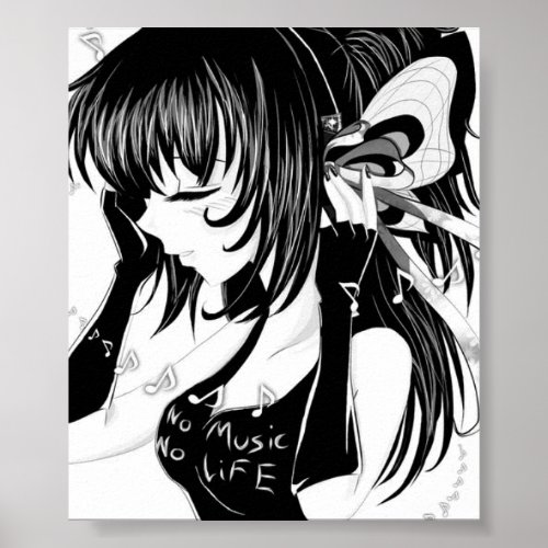 No Music No Life Anime Girl Poster