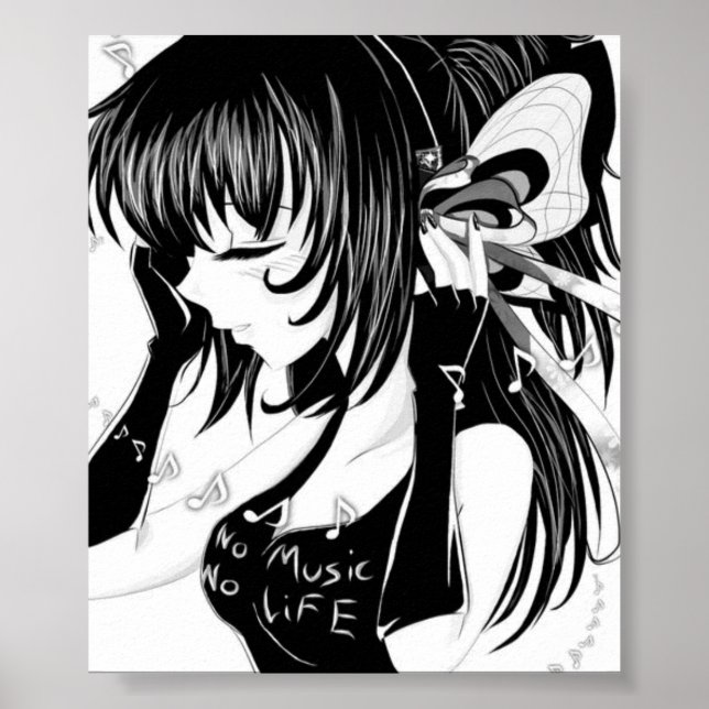 No Music No Life Anime Girl Poster (Front)