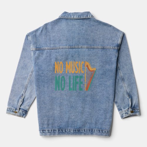 No Music No Life Music Lover Musician Musical Inst Denim Jacket