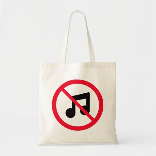No Music Red Circle Sign  Budget Tote Bag