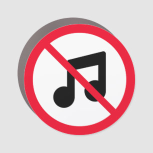 No Music   Red Circle Sign   Car Magnet