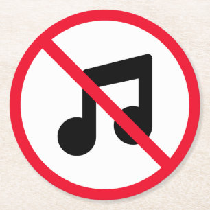 No Music Red Circle Sign Custom Round Coasters