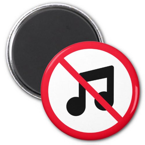 No Music  Red Circle Sign  Magnet