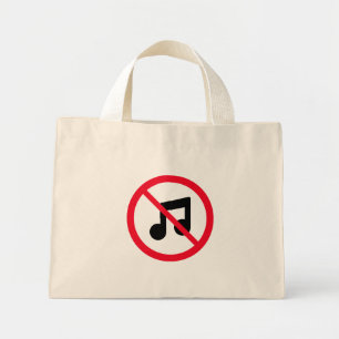No Music Red Circle Sign   Tiny Tote Bag