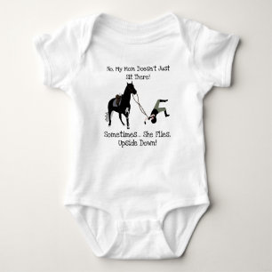 No My Mom Doesn't Just Sit There Equestrian Horse Baby Bodysuit