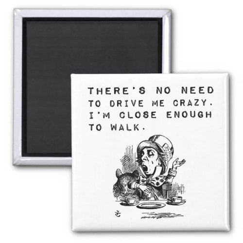 No Need to Drive Me Crazy Funny Quote Magnet