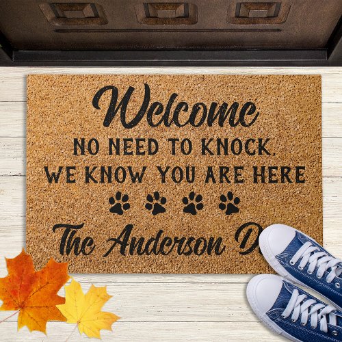 No Need To Knock Funny Personalized Pet Dog Lover  Doormat