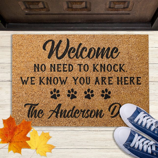 No Need To Knock Funny Personalized Pet Dog Lover  Doormat (Creator Uploaded)
