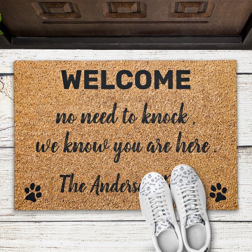 No Need to Knock Funny Pet Dog Coir Rustic Entry Doormat