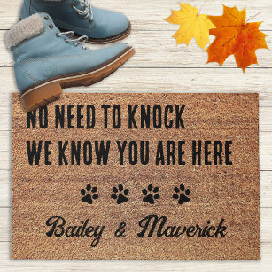 No Need to Knock Personalized Pets Dog Lover Doormat