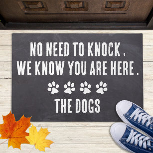 No Need To Knock Rustic Personalized Dog Lover  Doormat