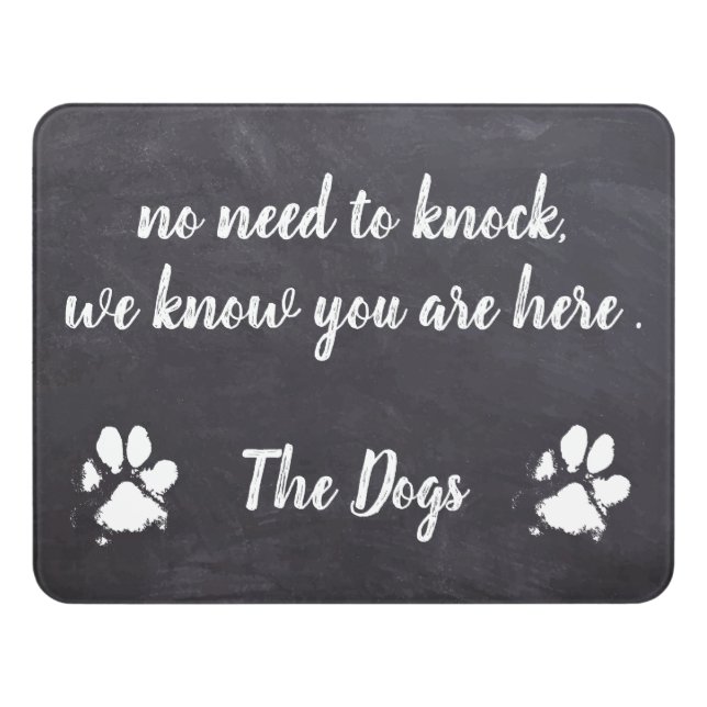 No Need to Knock- Rustic Slate Welcome Funny Dog Door Sign (Contemporary Front)