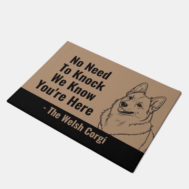 No Need to Knock We Know You’re Here Funny Welcome Doormat (Angled)