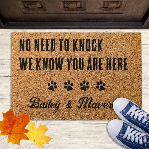 No Need to Knock _ Welcome Rustic Funny Dog Doormat