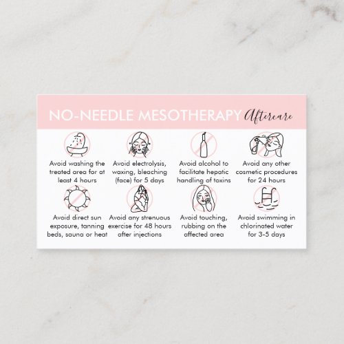 No Needle Mesotherapy Aftercare Business Card