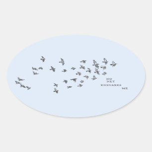 "No net ensnares me" + birds (black on pale blue) Oval Sticker