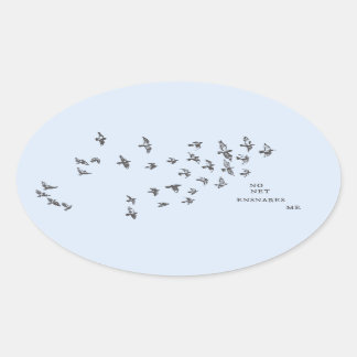 "No net ensnares me" + birds (black on pale blue) Oval Sticker