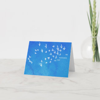 "No net ensnares me" + birds (white on blue) Card