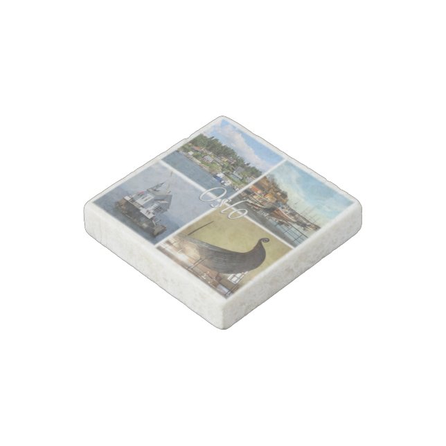 NO Norway - Oslo - Harbour - Stone Magnet (Angled)